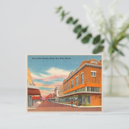 Historic Duval St. van Fleming, Key West Florida Briefkaart (Staand voorkant)