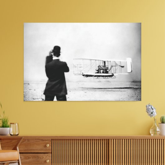 Historic First Flight Over Water - W. Wright 1909 Canvas Afdruk (Insitu (Woonkamer))