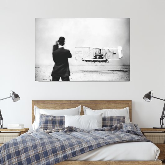 Historic First Flight Over Water - W. Wright 1909 Canvas Afdruk (Insitu (Slaapkamer))