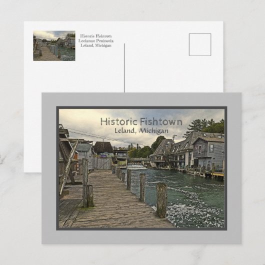 HISTORIC FISHTOWN/LELAND, MICHIGAN BRIEFKAART (Voorkant / Achterkant)