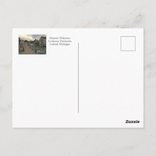 HISTORIC FISHTOWN/LELAND, MICHIGAN BRIEFKAART (Achterkant)