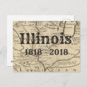 Historic Illinois Bicentennial Briefkaart (Voorkant / Achterkant)