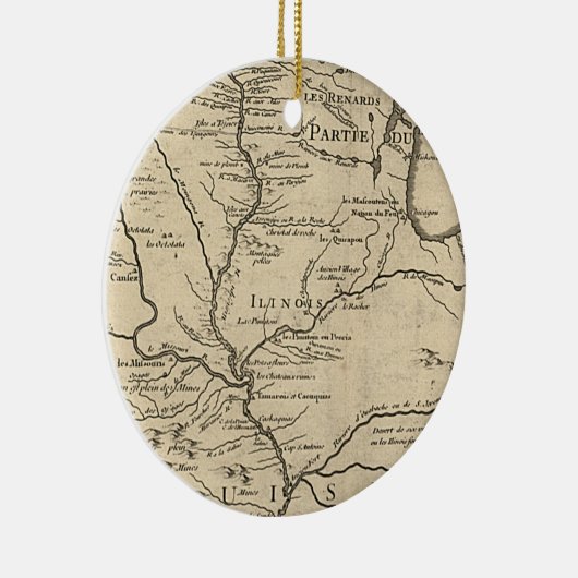 Historic Illinois Map van 1718 Keramisch Ornament (Rechts)