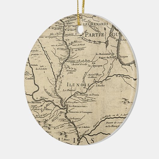 Historic Illinois Map van 1718 Keramisch Ornament (Links)
