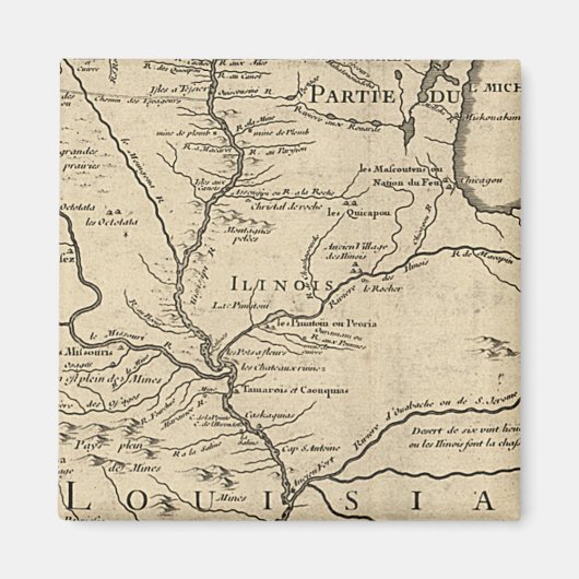 Historic Illinois Map van 1718 Magneet (Voorkant)