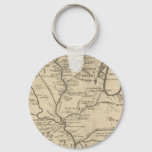 Historic Illinois Map van 1718 Sleutelhanger