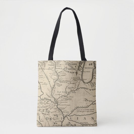 Historic Illinois Map van 1718 Tote Bag (Voorkant)