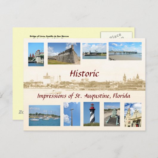 Historic Impressions of St. Augustine, Florida Briefkaart (Voorkant / Achterkant)