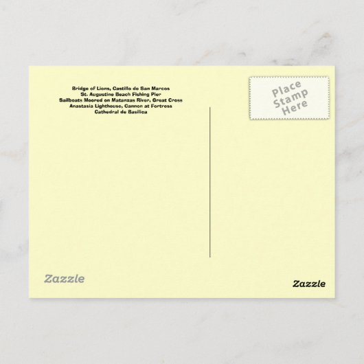 Historic Impressions of St. Augustine, Florida Briefkaart (Achterkant)