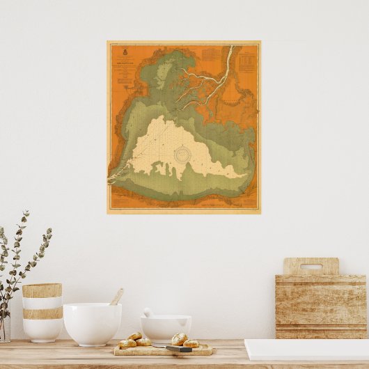 Historic Lake Saint Clair, MI Nautical Chart Poster (Keuken)