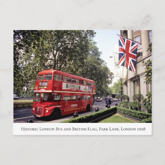 Historic London Bus, British Flag, 1998 Briefkaart (Voorkant)