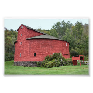 Historic Red Round Barn, Halcottsville, New York Foto Afdruk
