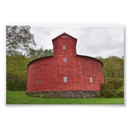 Historic Red Round Barn, Halcottsville, New York Foto Afdruk