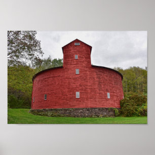 Historic Red Round Barn, Halcottsville, New York Poster