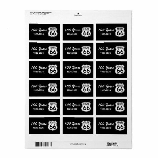 Historic Route 66 Centennial Etiket (Full Sheet)