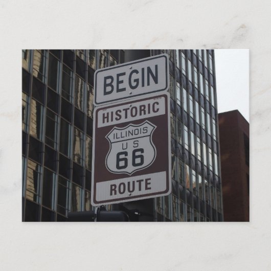 Historic Route 66 Chicago Sign Travel Briefkaart (Voorkant)