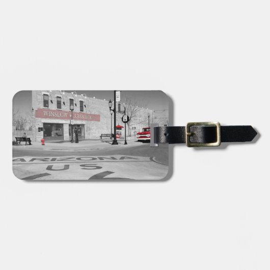 Historic Route 66 Photo Winslow, Arizona Custom Bagagelabel (Voorkant horizontaal)