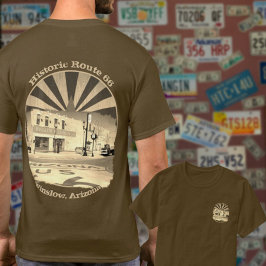 Historic Route 66 Winslow Arizona Front Back Sepia T-shirt