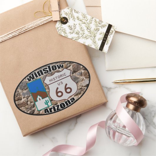 Historic Route 66 Winslow, Arizona Ovale Sticker (Geschenken)