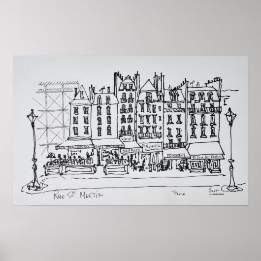 Historic Rue St. Martin, Parijs, Frankrijk Poster (Voorkant)