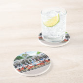 Historic Saratoga 150 op openingsdag Zandsteen Onderzetter (Zijkant)