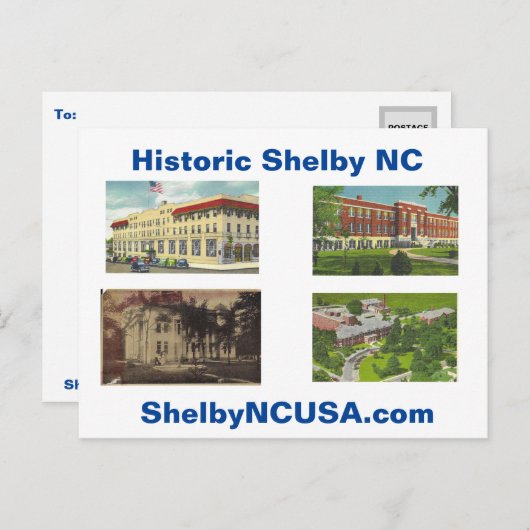 Historic Shelby NC Briefkaart (Voorkant / Achterkant)