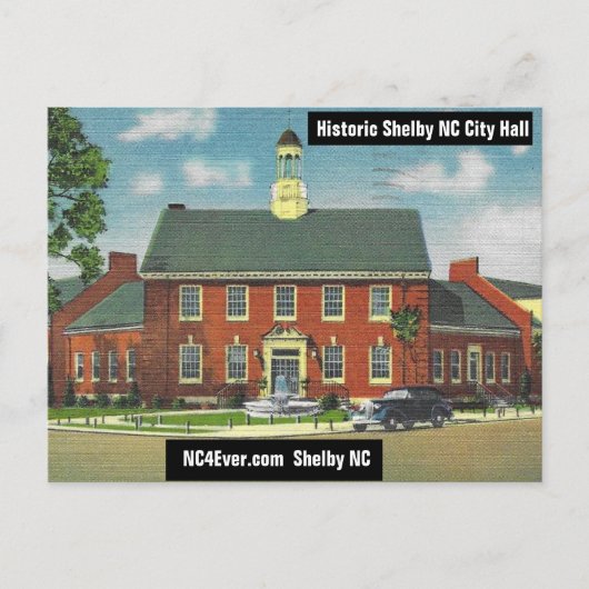 Historic Shelby NC City Hall Briefkaart (Voorkant)