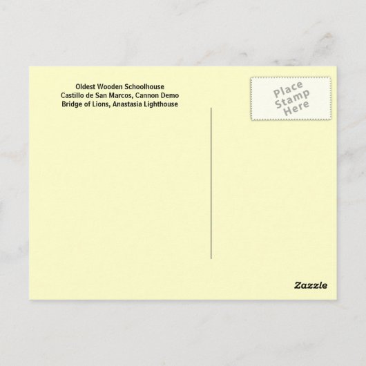 Historic St. Augustine, Florida Briefkaart (Achterkant)