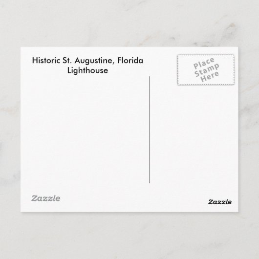Historic St. Augustine, vuurtoren van Florida Briefkaart (Achterkant)