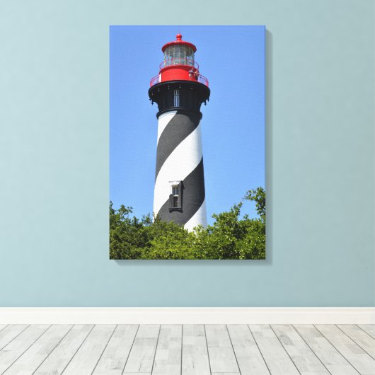 Historic St. Augustine, vuurtoren van Florida Canvas Afdruk (Insitu (Houten vloer))