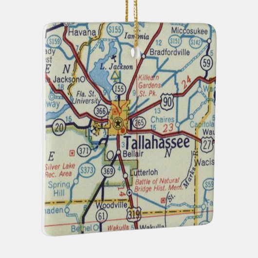 Historic Tallahassee Map Keramisch Ornament (Rechts)