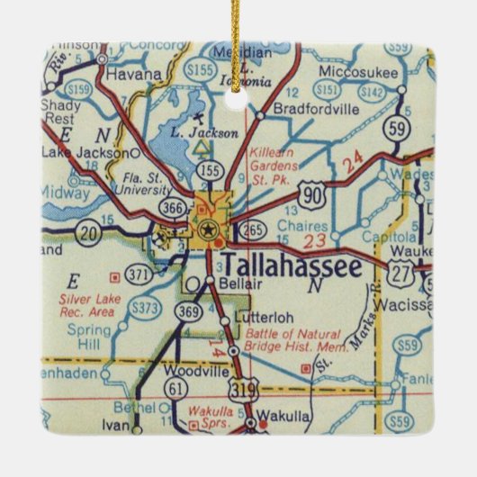 Historic Tallahassee Map Keramisch Ornament (Achterkant)