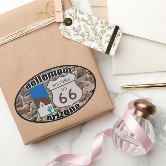 Historic US Route 66 Bellemont Arizona Ovale Sticker (Geschenken)