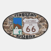 Historic US Route 66 Flagstaff Arizona Ovale Sticker (Voorkant)