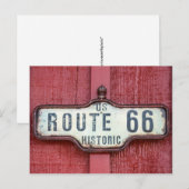 Historic US Route 66 Sign on Red Briefkaart (Voorkant / Achterkant)