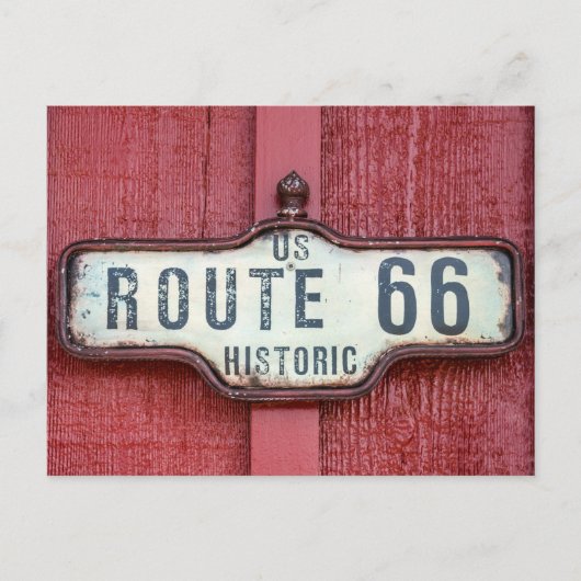 Historic US Route 66 Sign on Red Briefkaart (Voorkant)