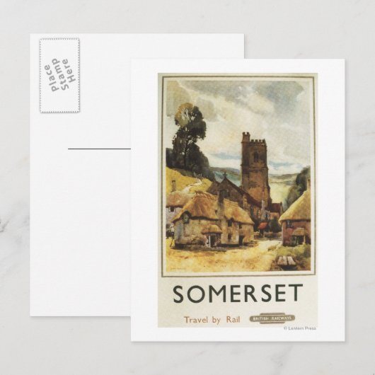 Historic Village Scene British Railway Poster Briefkaart (Voorkant / Achterkant)