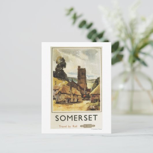 Historic Village Scene British Railway Poster Briefkaart (Staand voorkant)