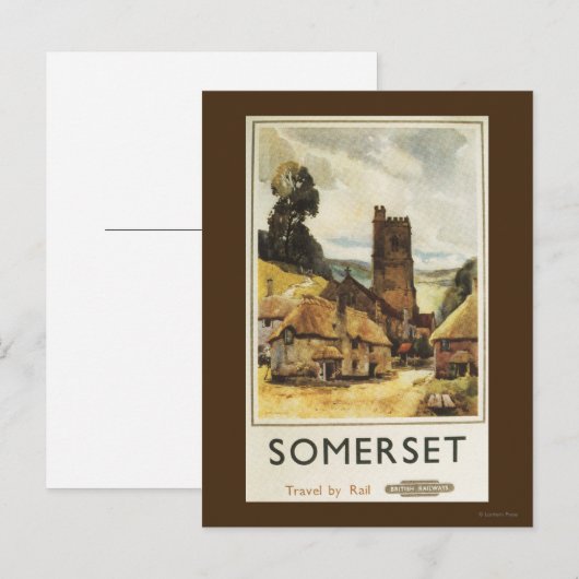 Historic Village Scene British Railway Poster Briefkaart (Voorkant / Achterkant)
