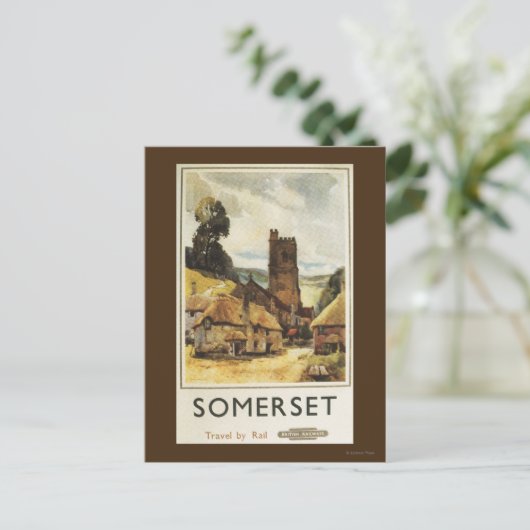 Historic Village Scene British Railway Poster Briefkaart (Staand voorkant)