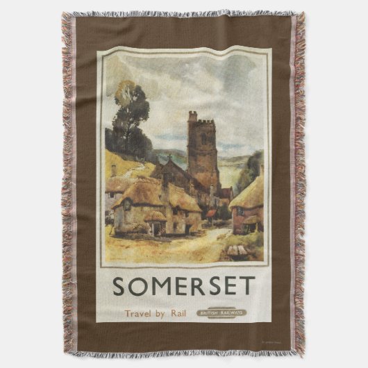 Historic Village Scene British Railway Poster Deken (Voorkant Verticaal)