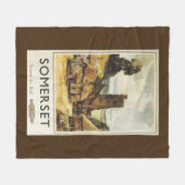 Historic Village Scene British Railway Poster Fleece Deken (Voorkant (Horizontaal))
