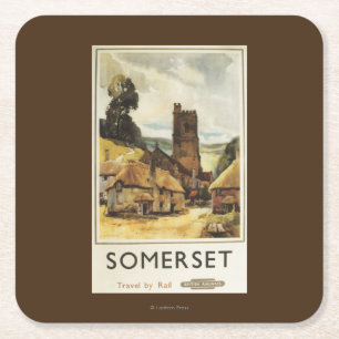 Historic Village Scene British Railway Poster Kartonnen Onderzetters