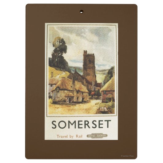 Historic Village Scene British Railway Poster Klembord (Achterkant)