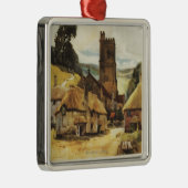 Historic Village Scene British Railway Poster Metalen Ornament (Rechts)
