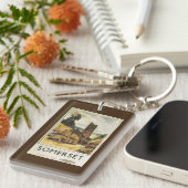 Historic Village Scene British Railway Poster Sleutelhanger (Voorkant Rechts)