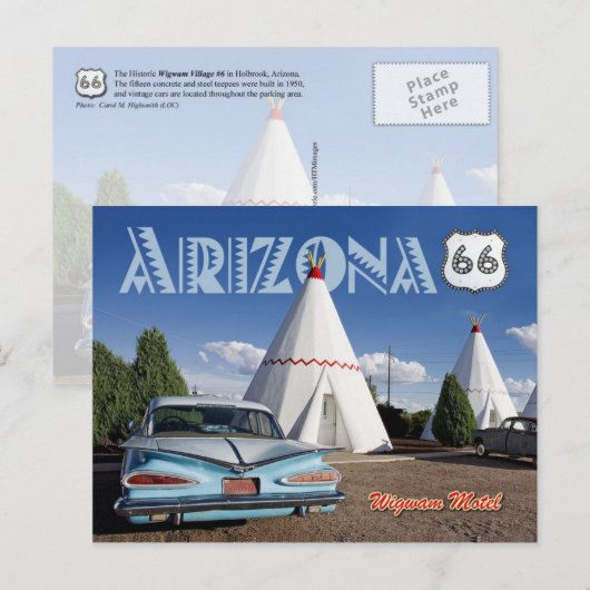 Historic Wigwam Motel, Route 66, Arizona Briefkaart (Voorkant / Achterkant)