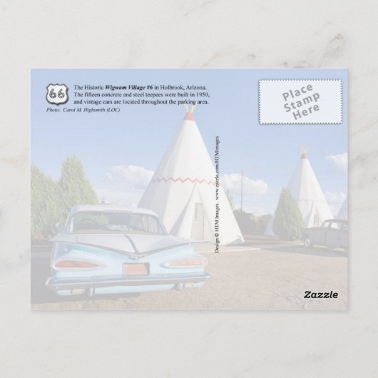 Historic Wigwam Motel, Route 66, Arizona Briefkaart (Achterkant)