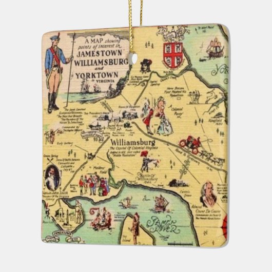 Historic Williamsburg Map Keramisch Ornament (Links)