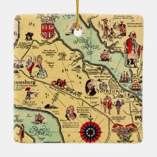Historic Williamsburg Map Keramisch Ornament (Achterkant)